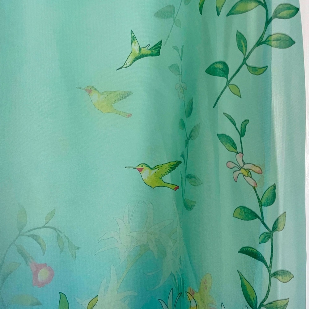 YAMAMAY Italia hummingbird flowers Maxi slip dress nightgown SMALL 90s - Picture 6 of 6